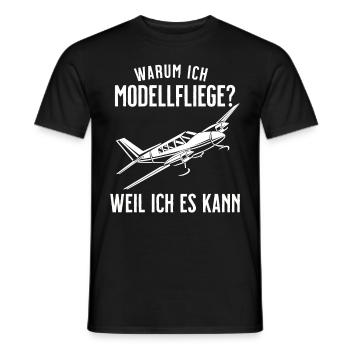 Airplane Tshirt Men's Helicopter Pilot Airplane - Men's T-Shirt - black - Front - AI Model Male 178 light (178cm)