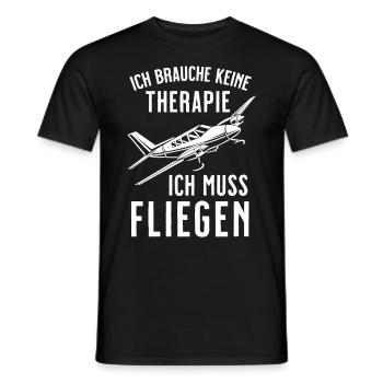 Airplane Tshirt Men's Helicopter Pilot Airplane - Men's T-Shirt - black - Front - AI Model Male 178 light (178cm)