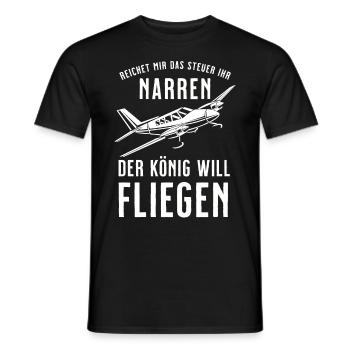 Airplane Tshirt Men's Helicopter Pilot Airplane - Men's T-Shirt - black - Front - AI Model Male 178 light (178cm)