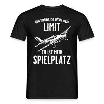 Airplane Tshirt Men's Helicopter Pilot Airplane - Men's T-Shirt - black - Front - AI Model Male 178 light (178cm)