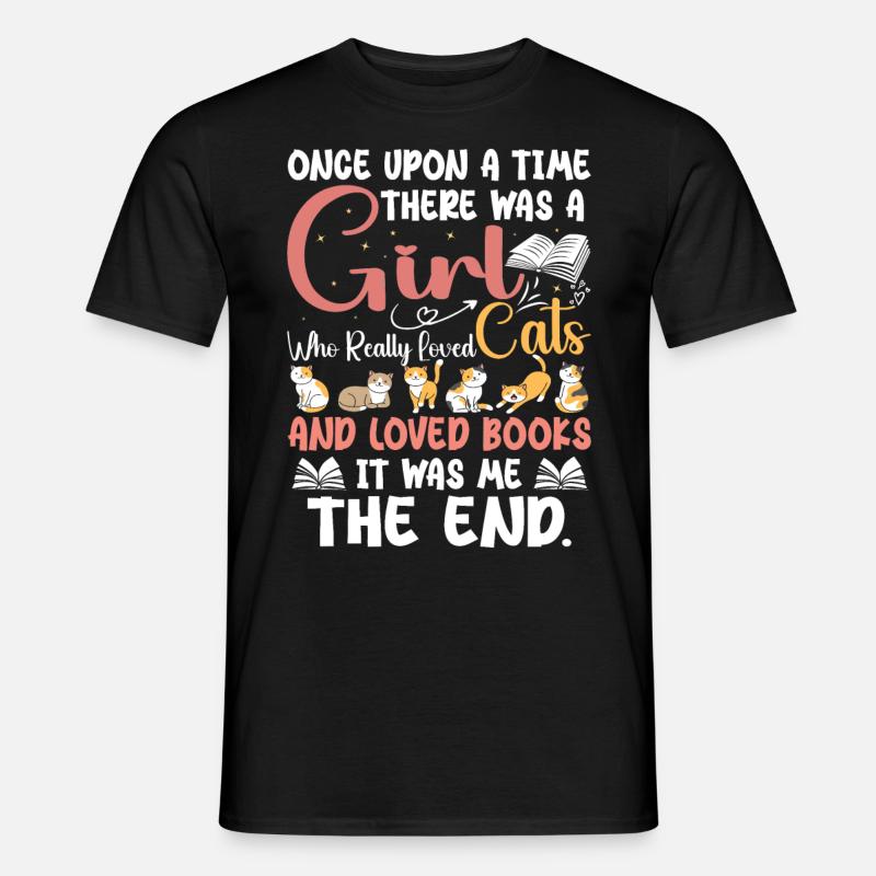 Ein Mädchen, das Katzen und Bücher liebte - Männer T-Shirt - Schwarz