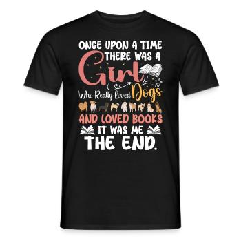 Ein Mädchen, das Hunde und Bücher liebte - Männer T-Shirt - Schwarz - Vorne - AI Model Male 178 light (178cm)