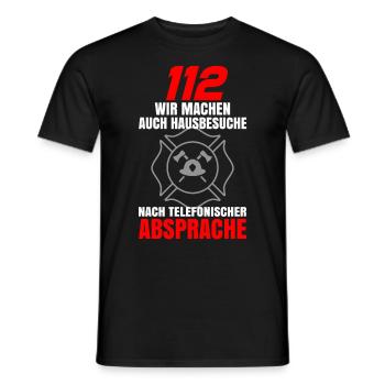 Firefighter Tshirt Firefighter Firefighter 112 - Men's T-Shirt - black - Front - AI Model Male 178 light (178cm)