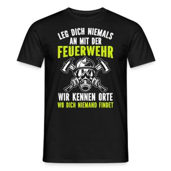 Firefighter Tshirt Firefighter Firefighter 112 - Men's T-Shirt - black - Front - AI Model Male 178 light (178cm)