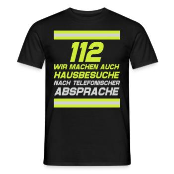 Firefighter Tshirt Firefighter Firefighter 112 - Men's T-Shirt - black - Front - AI Model Male 178 light (178cm)