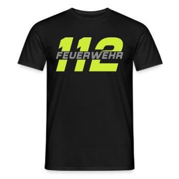Firefighter Tshirt Firefighter Firefighter 112 - Men's T-Shirt - black - Front - AI Model Male 178 light (178cm)