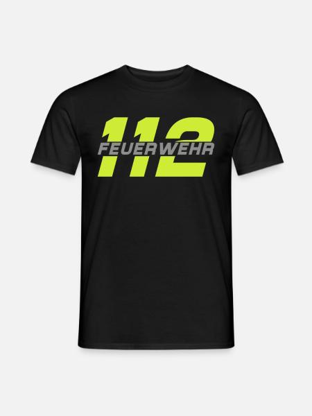 Feuerwehr Tshirt Firefighter Feuerwehrmann 112 - Männer T-Shirt - Schwarz