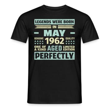 62. Geburtstag Mai Jahrgang 1962 Geschenkidee - Männer T-Shirt - Schwarz - Vorne - AI Model Male 178 light (178cm)