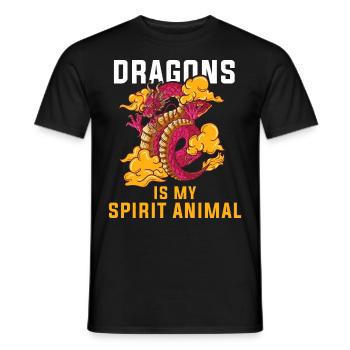 T-shirt Dragon Conte de fées Dragon Kanji japonais - T-shirt homme - noir - Devant - AI Model Male 178 light (178cm)