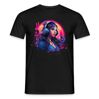Retro DJ Party Mix für Frauen für einen DJ - Männer T-Shirt - Schwarz - Vorne - AI Model Male 178 light (178cm)