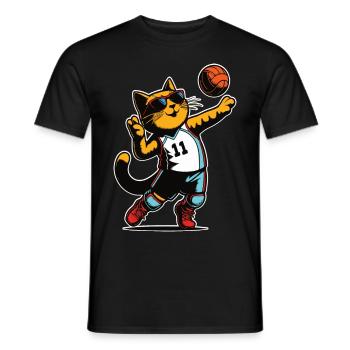 Chat volleyeur - Cat Sports Design - T-shirt homme - noir - Devant - AI Model Male 178 light (178cm)