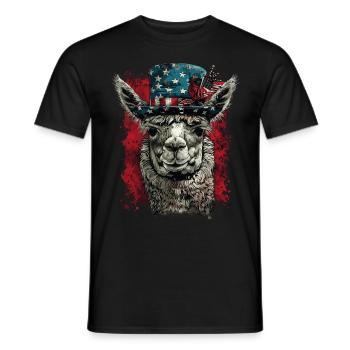 Coole Amerika Llama Sonnenbrille Patriotisch - Männer T-Shirt - Schwarz - Vorne - AI Model Male 178 light (178cm)
