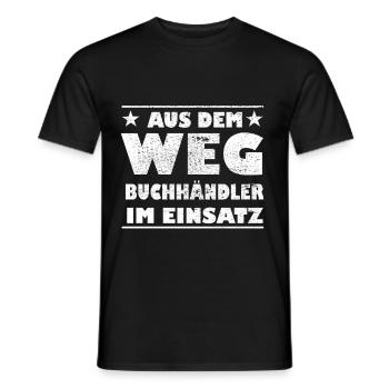 Out of the Way Booksellers in Action Design - Men's T-Shirt - black - Front - AI Model Male 178 light (178cm)
