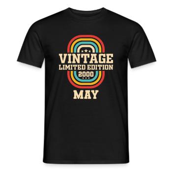 24th Birthday May Vintage 2000 Gift Idea - Men's T-Shirt - black - Front - AI Model Male 178 light (178cm)