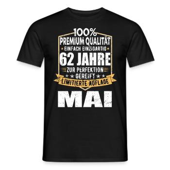 62. Geburtstag Mai Jahrgang 1962 Geschenkidee - Männer T-Shirt - Schwarz - Vorne - AI Model Male 178 light (178cm)
