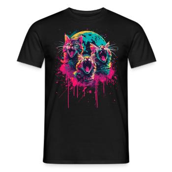 Bezaubernde Katzen mit Mond für alle - Männer T-Shirt - Schwarz - Vorne - AI Model Male 178 light (178cm)