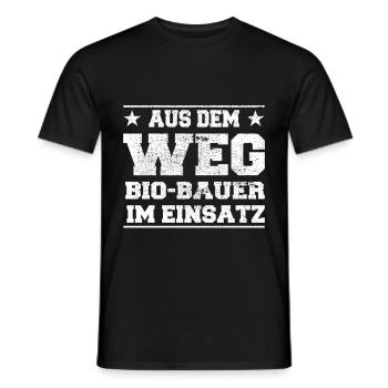 Out of the Way Organic Farmer in Action Design - Men's T-Shirt - black - Front - AI Model Male 178 light (178cm)