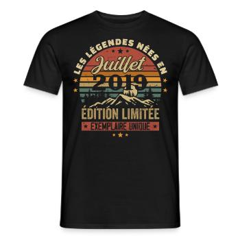 July 2019 Vintage Anniversary 2019 July - Men's T-Shirt - black - Front - AI Model Male 178 light (178cm)