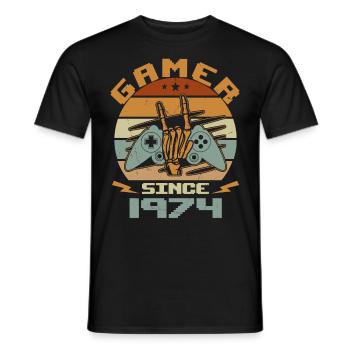 Gamer Since 1974 - Gaming Geburtstagsgeschenk 1974 - Männer T-Shirt - Schwarz - Vorne - AI Model Male 178 light (178cm)