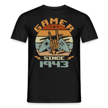 Gamer Since 1943 - Gaming Birthday Gift 1943 - Men's T-Shirt - black - Front - AI Model Male 178 light (178cm)