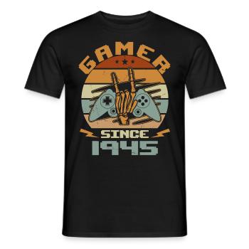 Gamer Since 1945 - Gaming Birthday Gift 1945 - Men's T-Shirt - black - Front - AI Model Male 178 light (178cm)