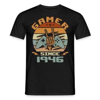 Gamer Since 1946 - Gaming Birthday Gift 1946 - Men's T-Shirt - black - Front - AI Model Male 178 light (178cm)