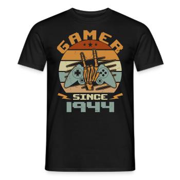 Gamer Since 1944 - Gaming Birthday Gift 1944 - Men's T-Shirt - black - Front - AI Model Male 178 light (178cm)