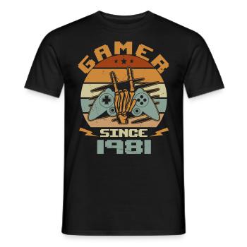 Gamer seit 1981 - Gaming-Jubiläumsgeschenk 1981 - Männer T-Shirt - Schwarz - Vorne - AI Model Male 178 light (178cm)