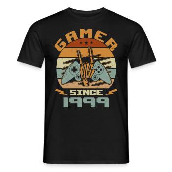 Gamer seit 1999 - Gaming Jubiläumsgeschenk 1999 - Männer T-Shirt - Schwarz - Vorne - AI Model Male 178 light (178cm)