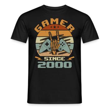Gamer seit 2000 - Gaming Geburtstagsgeschenk 2000 - Männer T-Shirt - Schwarz - Vorne - AI Model Male 178 light (178cm)