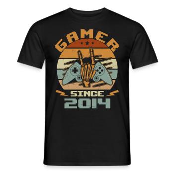 Gamer Since 2014 - Gaming Cadeau Anniversaire 2014 - T-shirt homme - noir - Devant - AI Model Male 178 light (178cm)