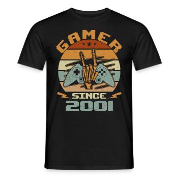 Gamer seit 2001 - Gaming-Jubiläumsgeschenk 2001 - Männer T-Shirt - Schwarz - Vorne - AI Model Male 178 light (178cm)