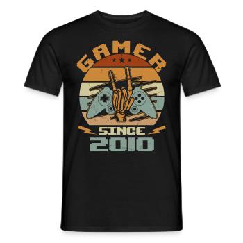 Gamer seit 2010 - Gaming-Jubiläumsgeschenk 2010 - Männer T-Shirt - Schwarz - Vorne - AI Model Male 178 light (178cm)