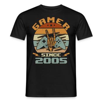 Gamer seit 2005 - Gaming Jubiläumsgeschenk 2005 - Männer T-Shirt - Schwarz - Vorne - AI Model Male 178 light (178cm)