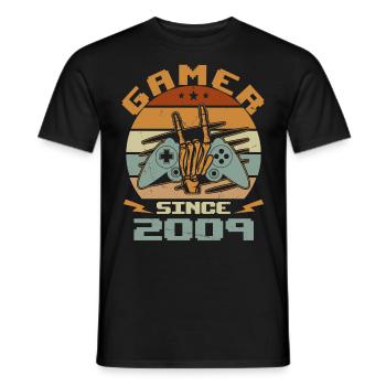 Gamer Since 2009 - Gaming Birthday Gift 2009 - Men's T-Shirt - black - Front - AI Model Male 178 light (178cm)