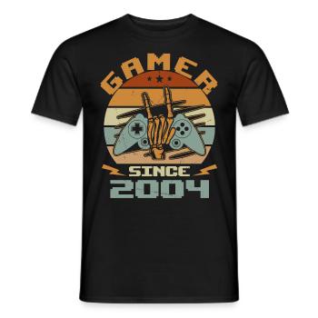 Gamer seit 2004 - Gaming Geburtstagsgeschenk 2004 - Männer T-Shirt - Schwarz - Vorne - AI Model Male 178 light (178cm)