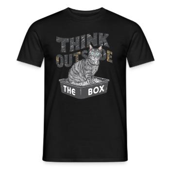 Think Outside the Box Katzenklo Katze für - Männer T-Shirt - Schwarz - Vorne - AI Model Male 178 light (178cm)