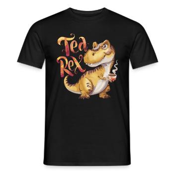 Niedlicher Dinosaurier trinkt Tee T-Rex Humor - Männer T-Shirt - Schwarz - Vorne - AI Model Male 178 light (178cm)