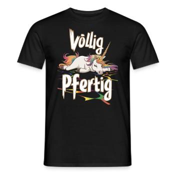 Saufendes Einhorn Völlig Pfertig Design für eine - Männer T-Shirt - Schwarz - Vorne - AI Model Male 178 light (178cm)