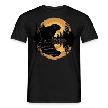 Beaver Forest Animal Nature Trees - Men's T-Shirt - black - Front - AI Model Male 178 light (178cm)