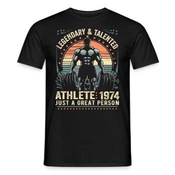 Jahrgang 1974 Fitness Geburtstagsgeschenk 1974 - Männer T-Shirt - Schwarz - Vorne - AI Model Male 178 light (178cm)