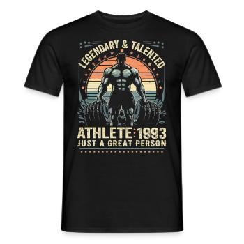 Jahrgang 1993 Fitness Geburtstagsgeschenk 1993 - Männer T-Shirt - Schwarz - Vorne - AI Model Male 178 light (178cm)