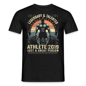 Vintage 2019 Fitness Birthday Gift 2019 - Men's T-Shirt - black - Front - AI Model Male 178 light (178cm)