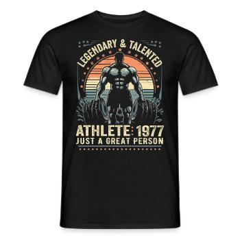 Vintage 1977 Fitness Cadeau D'anniversaire 1977 - T-shirt homme - noir - Devant - AI Model Male 178 light (178cm)