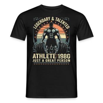 Jahrgang 1980er Jahre Fitness Geburtstagsgeschenk 1980er Jahre - Männer T-Shirt - Schwarz - Vorne - AI Model Male 178 light (178cm)