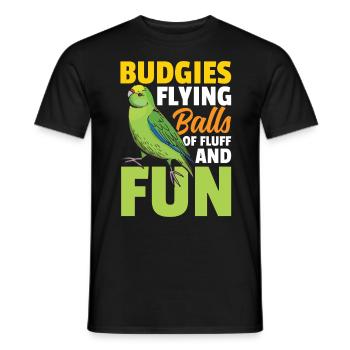 Budgies Flying Balls Of Fluff And Fun - Männer T-Shirt - Schwarz - Vorne - AI Model Male 178 light (178cm)