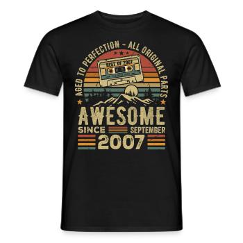 September 2007 Birthday Gift September 2007 - Men's T-Shirt - black - Front - AI Model Male 178 light (178cm)