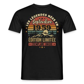 Retro 1959 – Legenden geboren im September 1959 - Männer T-Shirt - Schwarz - Vorne - AI Model Male 178 light (178cm)