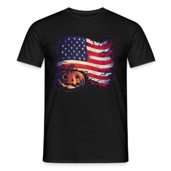 Halloween Costume Zombie Pumpkin Blood Spirit Party - Men's T-Shirt - black - Front - AI Model Male 178 light (178cm)