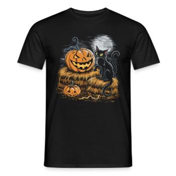 Halloween Costume Zombie Pumpkin Blood Spirit Party - Men's T-Shirt - black - Front - AI Model Male 178 light (178cm)